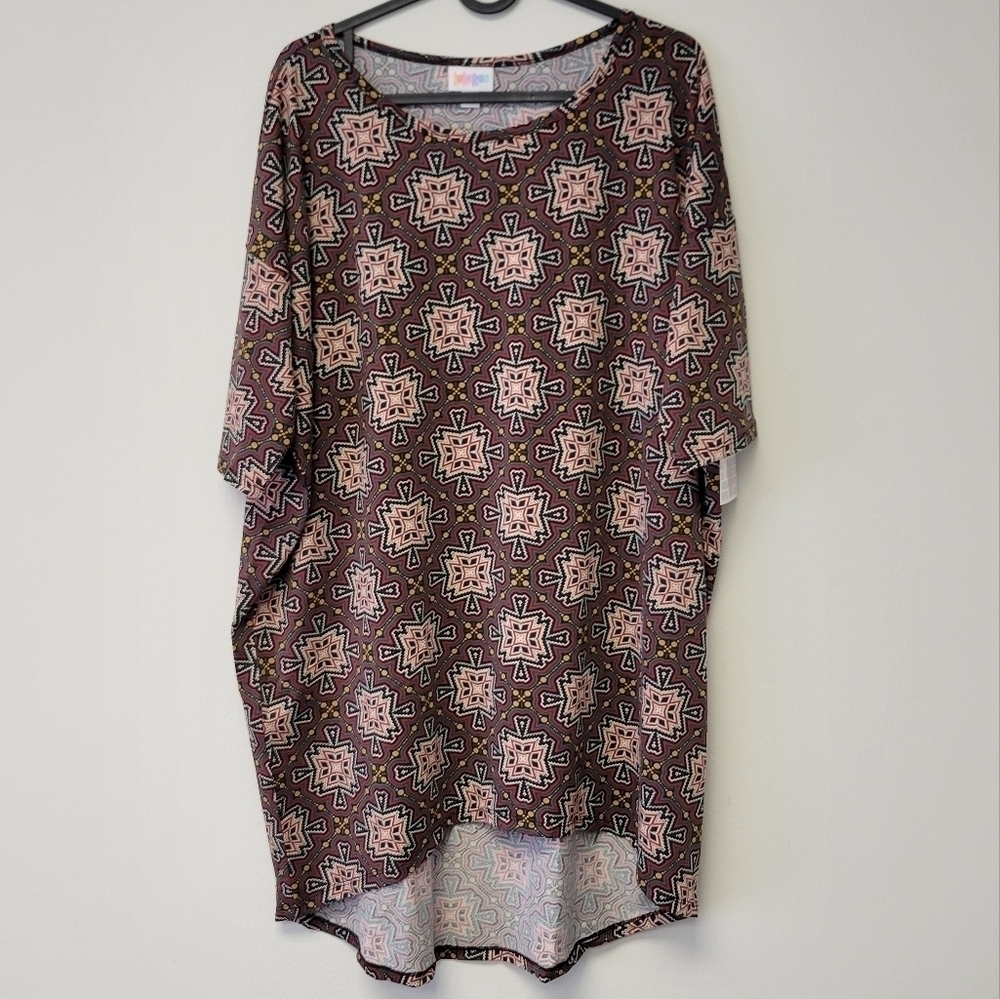 LulaRoe Irma Tunic Top Aztec Red M